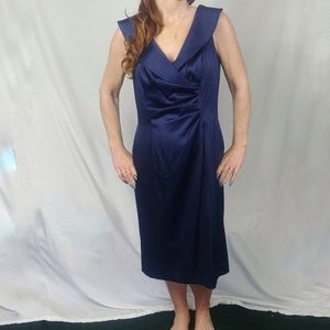 Evan Picone sz 12 Navy Ruched Front Cocktail Dress